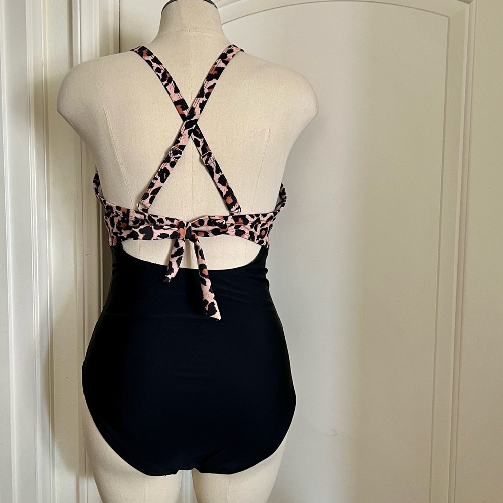 One Piece High Waisted Swimsuit / Tummy Control / Tie Back - Picture 4 of 10